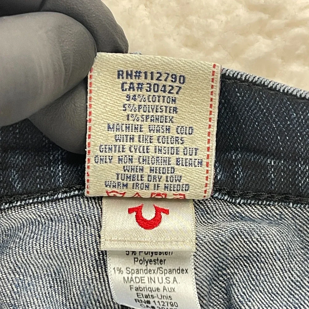 True Religion‎ Blue Denim Geno Straight Leg Jeans Mens Dark Wash Casual Size 33